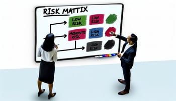 Menschen diskutieren eine Risk Matrix